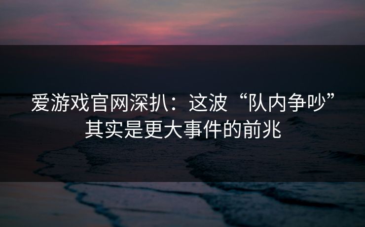 爱游戏官网深扒：这波“队内争吵”其实是更大事件的前兆